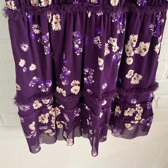 Vintage Y2K Juicy Couture Mini Dress floral print Purple/Cream Mesh Studds S - Picture 12 of 12